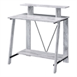 Benjara Writing Desk with V Shaped Frame- Antique White and Black