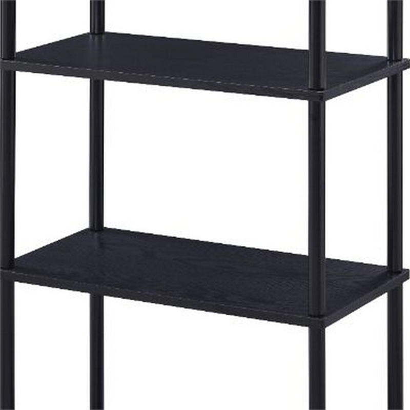Benjara Bookshelf with Black Metal Frame- Black
