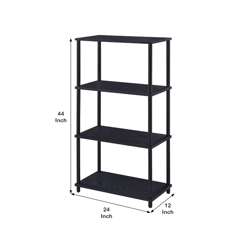 Benjara Bookshelf with Black Metal Frame- Black