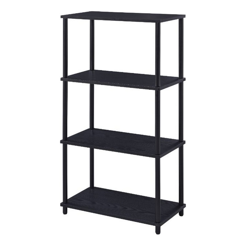 Benjara Bookshelf with Black Metal Frame- Black
