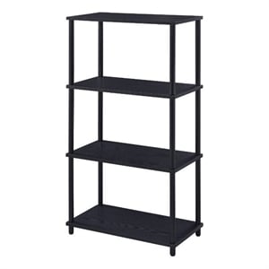 Benjara Bookshelf with Black Metal Frame- Black