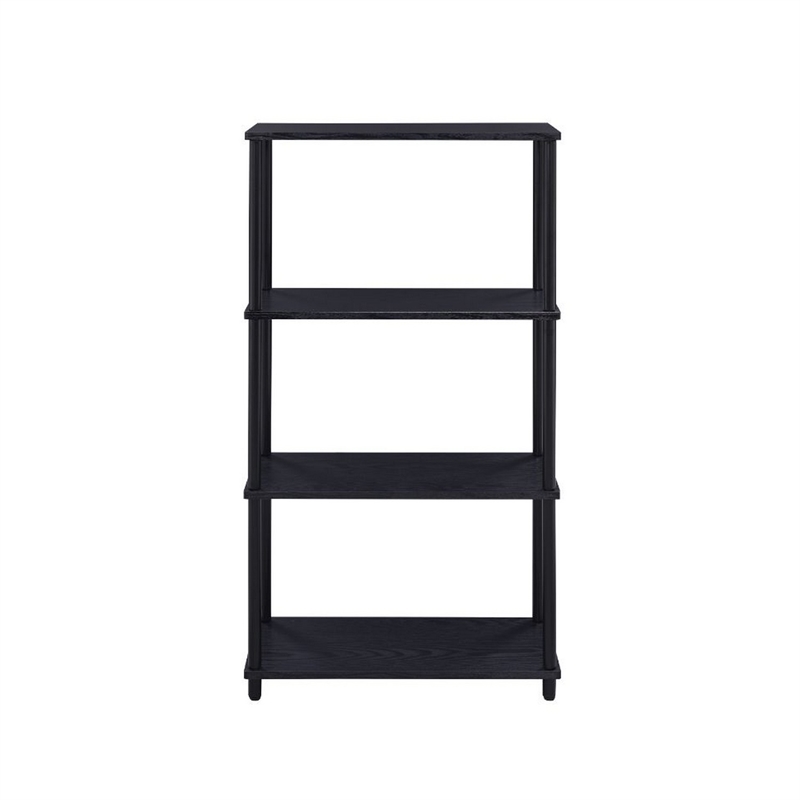 Benjara Bookshelf with Black Metal Frame- Black