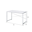 Benjara Writing Desk with X Shaped Cross Bar and Chrome Finish- White
