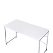 Benjara Writing Desk with X Shaped Cross Bar and Chrome Finish- White
