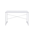 Benjara Writing Desk with X Shaped Cross Bar and Chrome Finish- White