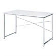 Benjara Writing Desk with X Shaped Cross Bar and Chrome Finish- White