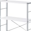 Benjara Bookshelf with X Shaped Cross Bar Chrome Finish- White