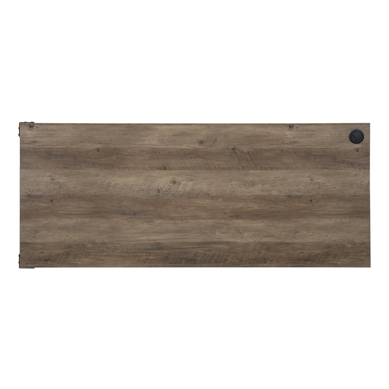 Benjara L Shape Writing Desk with 6 Open Compartments- Brown