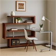 Benjara Writing Desk with 4 Swivel Etagere Shelf and Casters- Walnut Brown