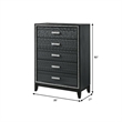 Benjara Chest with 5 Drawers and Shimmering Trim- Weathered Black