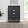 Benjara Chest with 5 Drawers and Shimmering Trim- Weathered Black