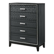 Benjara Chest with 5 Drawers and Shimmering Trim- Weathered Black