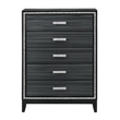 Benjara Chest with 5 Drawers and Shimmering Trim- Weathered Black