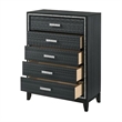 Benjara Chest with 5 Drawers and Shimmering Trim- Weathered Black