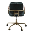 Benjara Office Chair with Leather Seat and Button Tufted Back- Green