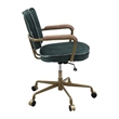 Benjara Office Chair with Leather Seat and Button Tufted Back- Green