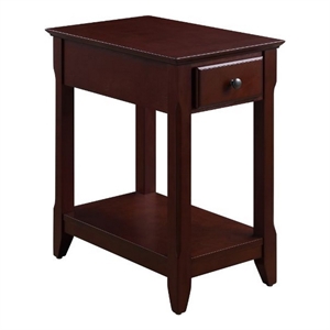 Benjara Accent Table with 1 Drawer and Bottom Shelf- Brown