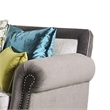 Benjara Loveseat with Rolled Arms and 4 Accent Pillows- Gray