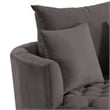 Benjara Swivel Accent Chair with Curved Design and Button Tufting- Dark Gray