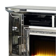 Benjara Mirrored TV Stand with LED Fireplace and 16 Color LED- Silver