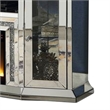 Benjara Mirrored TV Stand with LED Fireplace and 16 Color LED- Silver