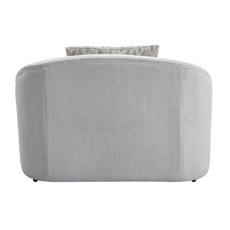 Benjara Chair with Rounded Back and Nailhead Trim- Offwhite
