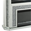 Benjara Electric Fireplace with Mirror Panel Framing and Faux Diamonds- Silver