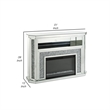Benjara Electric Fireplace with Mirror Panel Framing and Faux Diamonds- Silver