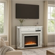 Benjara Electric Fireplace with Mirror Panel Framing and Faux Diamonds- Silver
