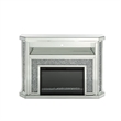 Benjara Electric Fireplace with Mirror Panel Framing and Faux Diamonds- Silver