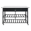 Benjara Kitchen Island with 4 Caster Wheels- Black and White