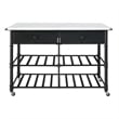 Benjara Kitchen Island with 4 Caster Wheels- Black and White