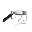 Benjara Twin Loft Bed with Tubular Metal Frame and Slide- Dark Bronze