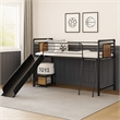 Benjara Twin Loft Bed with Tubular Metal Frame and Slide- Dark Bronze