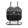 Benjara Patio Swing Chair with Tubular Stand and Wicker Weaving- Black