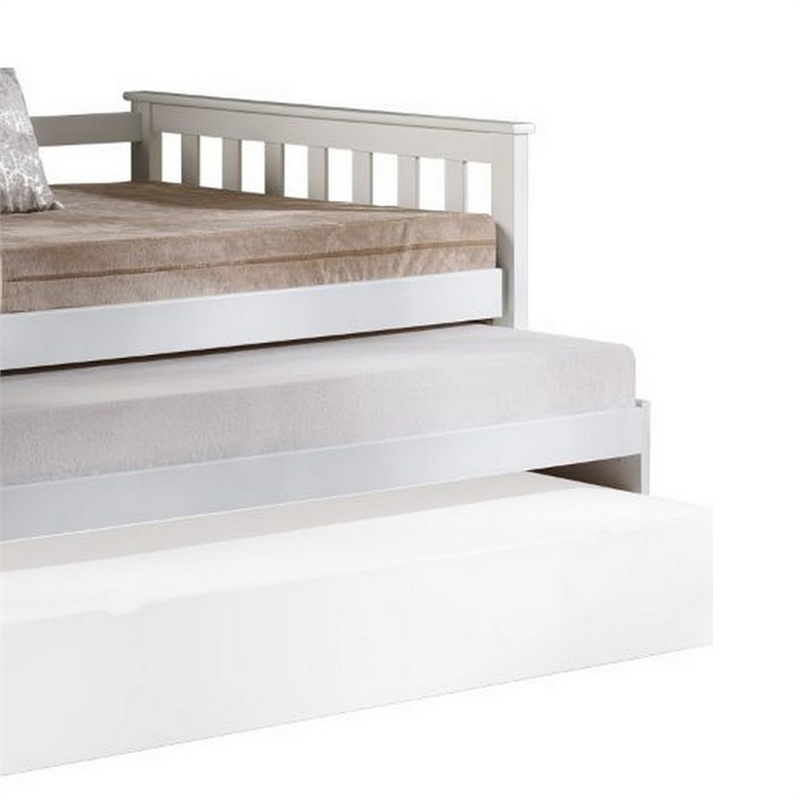 Benjara Twin Pull Out and Daybed with Slatted Side Panels- White