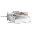 Benjara Twin Pull Out and Daybed with Slatted Side Panels- White