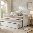 Benjara Twin Pull Out and Daybed with Slatted Side Panels- White