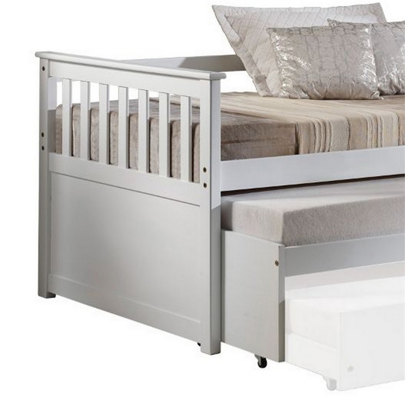 Benjara Twin Pull Out and Daybed with Slatted Side Panels- White