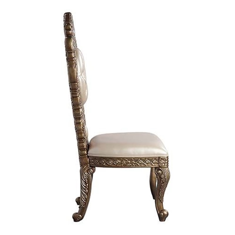 Benjara Side Chair with Intricate Carvings and Queen Anne Legs (Set of 2)- Brown