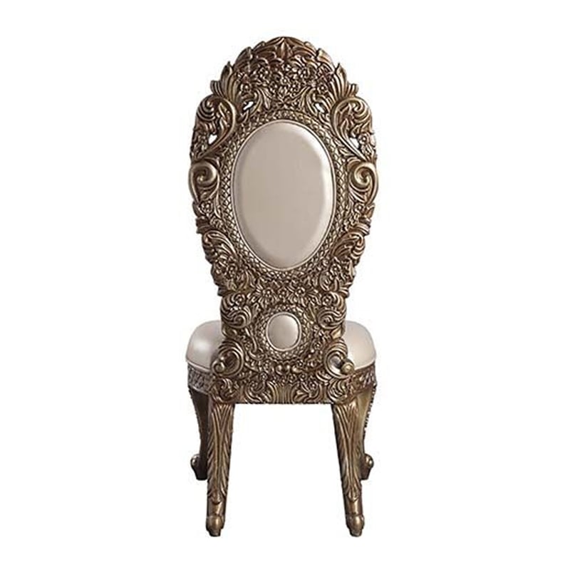 Benjara Side Chair with Intricate Carvings and Queen Anne Legs (Set of 2)- Brown
