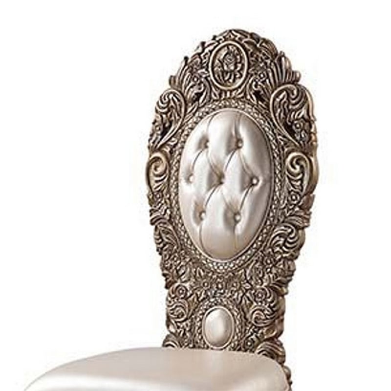 Benjara Side Chair with Intricate Carvings and Queen Anne Legs (Set of 2)- Brown