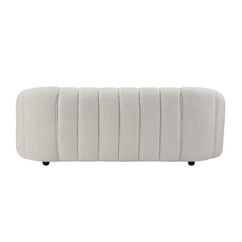 Benjara Sofa with Textured Fabric and Vertical Channel Tufting- White