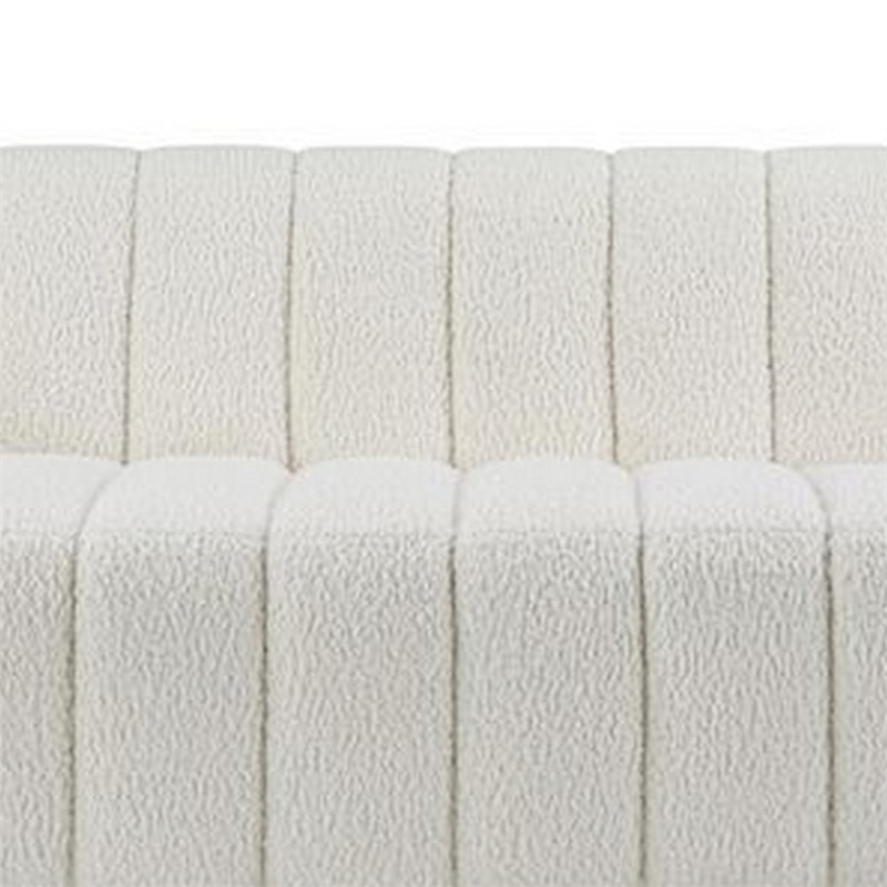 Benjara Sofa with Textured Fabric and Vertical Channel Tufting- White