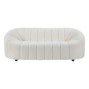 Benjara Sofa with Textured Fabric and Vertical Channel Tufting- White
