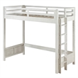 Benjara Twin Loft Bed with 1 Queen Bed and Fixed Ladder- White