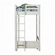 Benjara Twin Loft Bed with 1 Queen Bed and Fixed Ladder- White