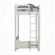 Benjara Twin Loft Bed with 1 Queen Bed and Fixed Ladder- White