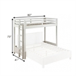 Benjara Twin Loft Bed with 1 Queen Bed and Fixed Ladder- White