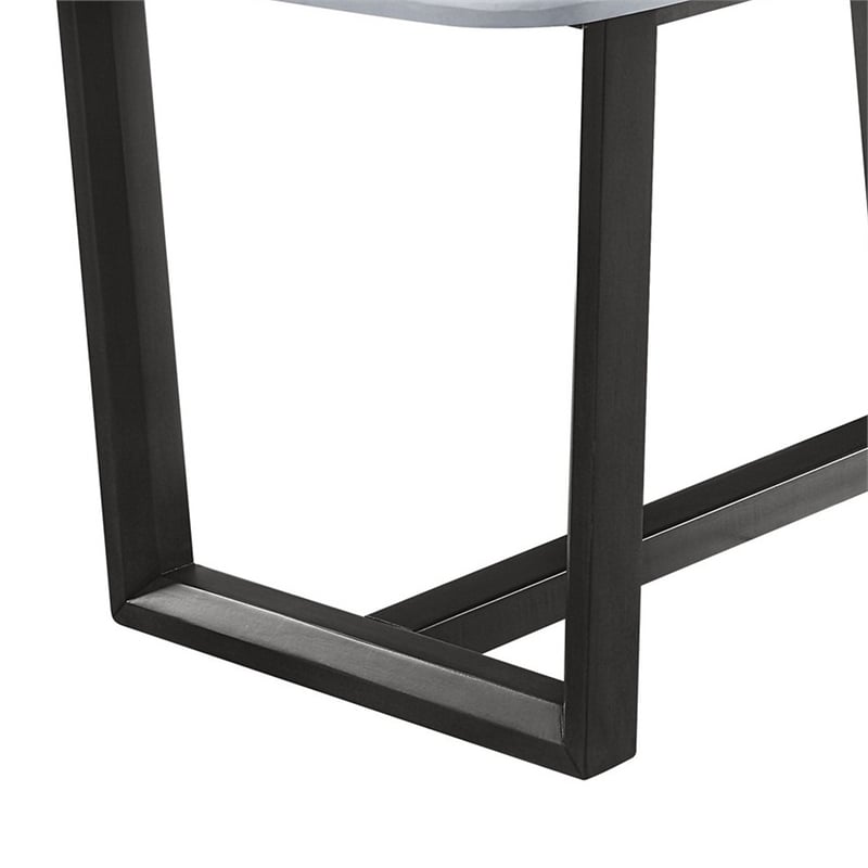 Benjara Dining Table with Marble Top and Trestle Base- Gray